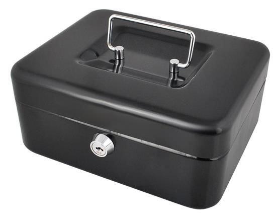 Черный ящик 20x16x9см металлический кэшбокс сейф бокс +2ключи для хранения денег и ценностей - фото 5 - id-p1945566360