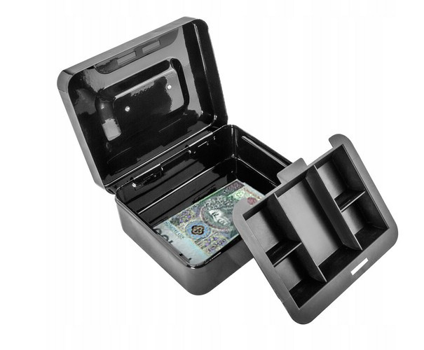 Черный ящик 20x16x9см металлический кэшбокс сейф бокс +2ключи для хранения денег и ценностей - фото 7 - id-p1945566360