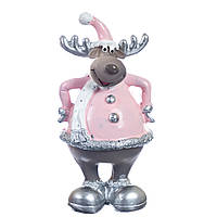 Керамическая новогодняя декоративная статуэтка "Олень в розовом"
