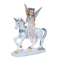 Керамическая новогодняя декоративная статуэтка "Ангел на пегасе"