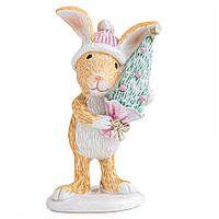 Керамическая новогодняя декоративная статуэтка "Кролик з ялинкою", 10 см