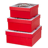 Новогодние подарочные коробки набор из 3 коробок "Санта и Рудольф" 20*20*9,5