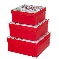 Новогодние подарочные коробки набор из 3 коробок "Merry Christmas" белый20*20*9,5