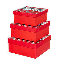 Новогодние подарочные коробки набор из 3 коробок "Ель" 20*20*11