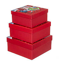 Новогодние подарочные коробки набор из 3 коробок "Санта" 20*20*9,5