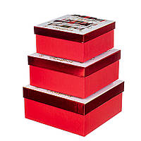 Новогодние подарочные коробки набор из 3 коробок "Сладости" 20*20*9,5