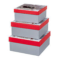 Новогодние подарочные коробки набор из 3 коробок "Сани" 20*20*9,5