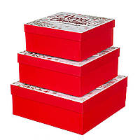 Новогодние подарочные коробки набор из 3 коробок "Merry Christmas" белый 28*28*11