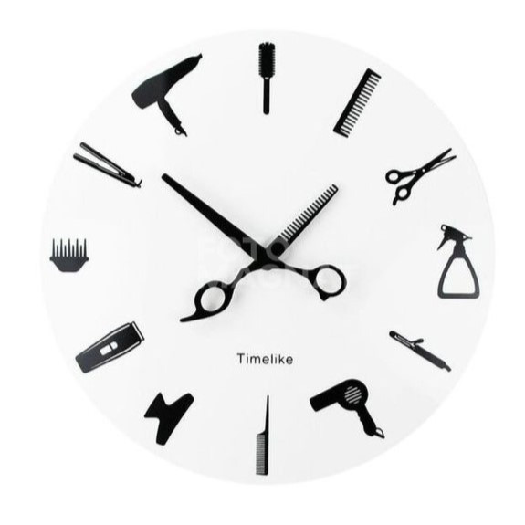 Настінний акриловий годинник з ножицями "TrimTime" - мінімалістичний, круглий, безшумний, 30*30 см, фото 1