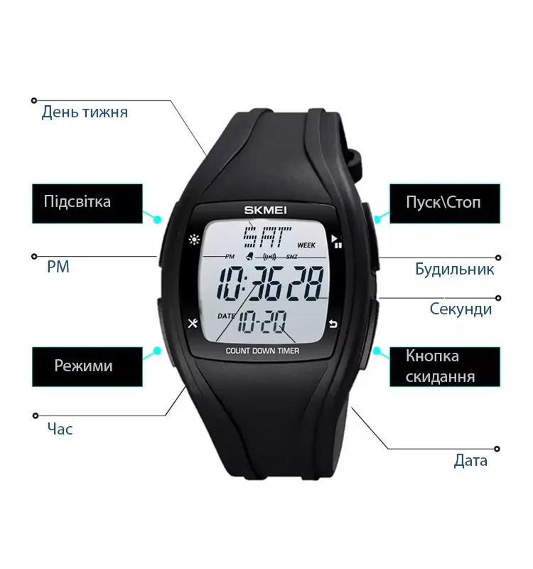 Спортивные наручные часы Skmei 1610 Черный - фото 5 - id-p1945620249
