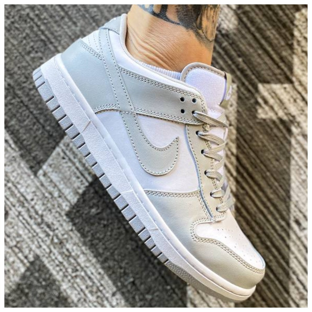 Чоловічі кросівки Nike SB Dunk Low Grey Fog, сірі шкіряні кросівки найк ...