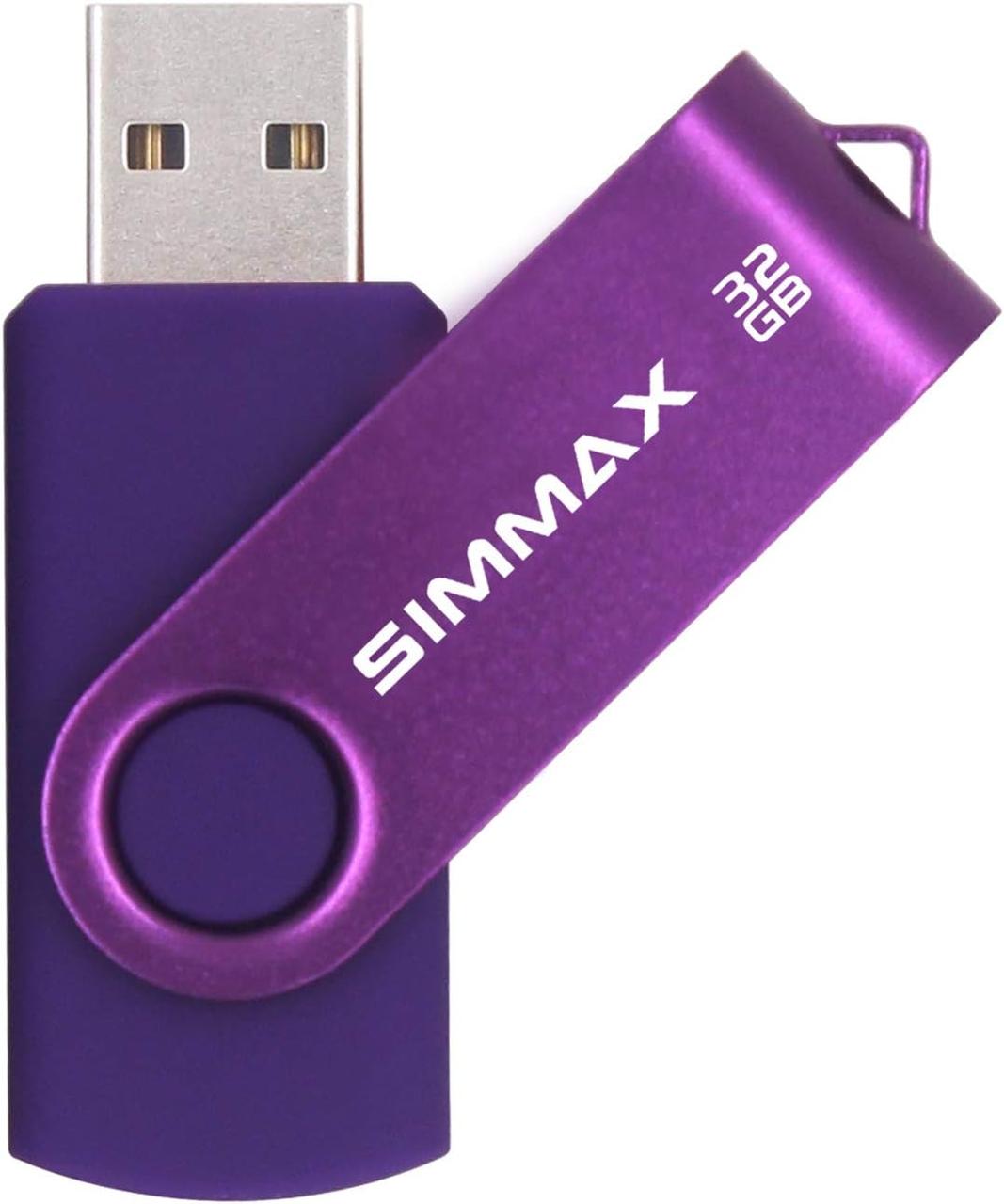 Флеш-накопичувач SIMMAX, 32 ГБ, USB 2.0, флеш-накопичувач, що обертається (32 ГБ, фіолетовий), фото 1