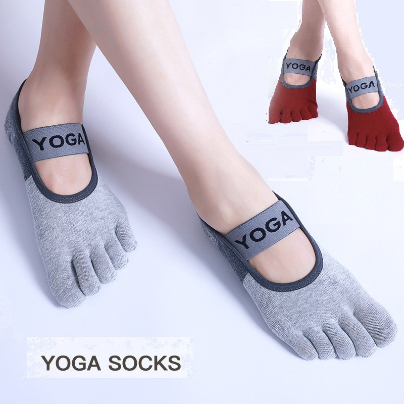 Жіночі шкарпетки для йоги з ремінцем на п'ять пальців, нековзні шкарпетки