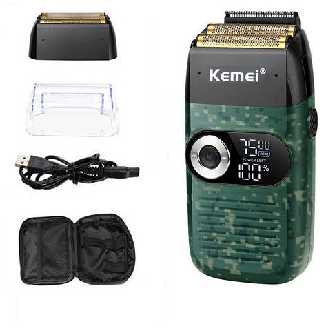 Шейвер Kemei 3-Speed Cordless Foil Shaver Green (KM-2027), фото 2