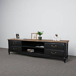 Тумба під TV «Моне» з натурального дерева в чорному кольорі