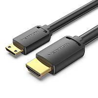 Кабель Vention 1м mini HDMI - HDMI 2.0 4K@60Hz 18 Гбит/с Двунаправленный HDR 3D Dolby 1080P@120Hz HDMI-C