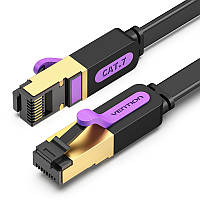 Интернет-кабель Vention 2м Cat.7 SSTP 10 Гбит/с 600 МГц Патч-корд Lan RJ45 RJ 45 Плоский Черный Черный