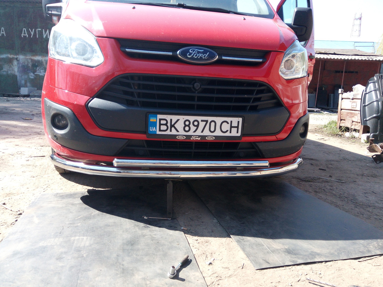 Захист переднього бампера Ford Custom 2013-2018 ( подвійний вус 60+42 мм), фото 1