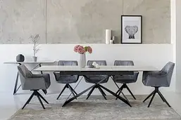 Керамічний стіл Бруно TML-880 білий мармур + чорний 180(240)*90*76