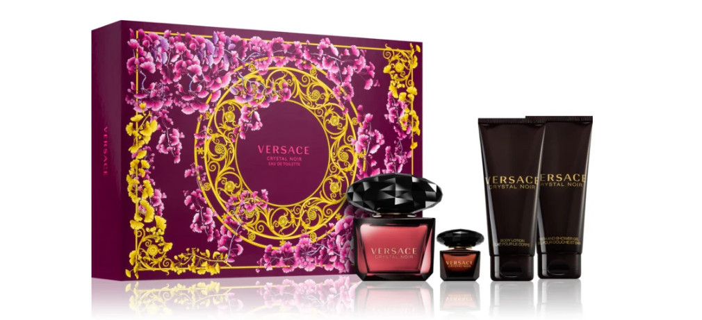 Набір версаче жіночий духи Versace Crystal Noir 90ml,+ 5ml і гель для душу 100 мл, фото 1
