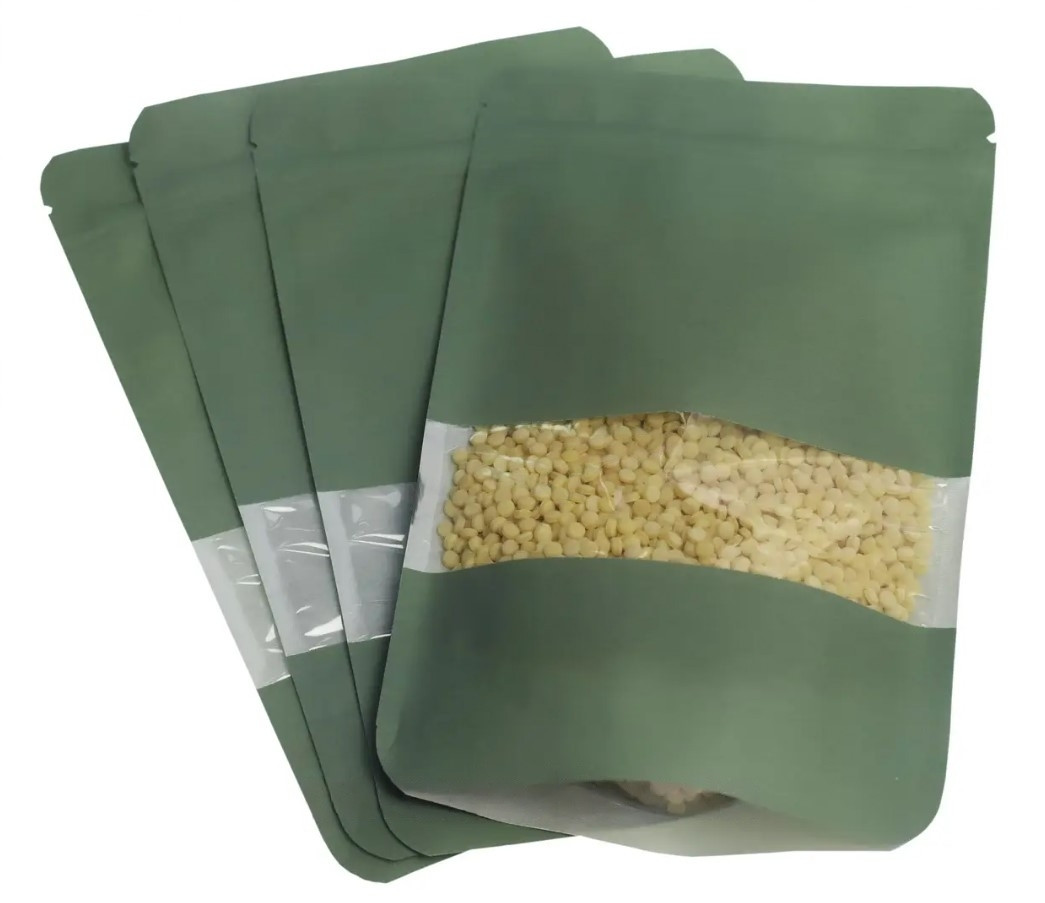 Пакеты дой-пак крафт зеленый zip замок с прозрачным окном 140х240 мм для орехов сухофруктов хвоя(От 100шт.) - фото 9 - id-p1945673684