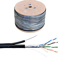 Кабель "Кручена пара" FTP (PEM) Cat.5e KW-Link 4x2x0.51 CCA зовнішній с тросом
