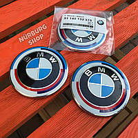 Комплект юбилейных 50 years anniversary эмблем значков на капот / багажник BMW 82 мм E63 E81 E87