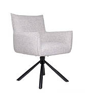 Стілець R-90 м'який поворотний меланж світло-сірий + чорний