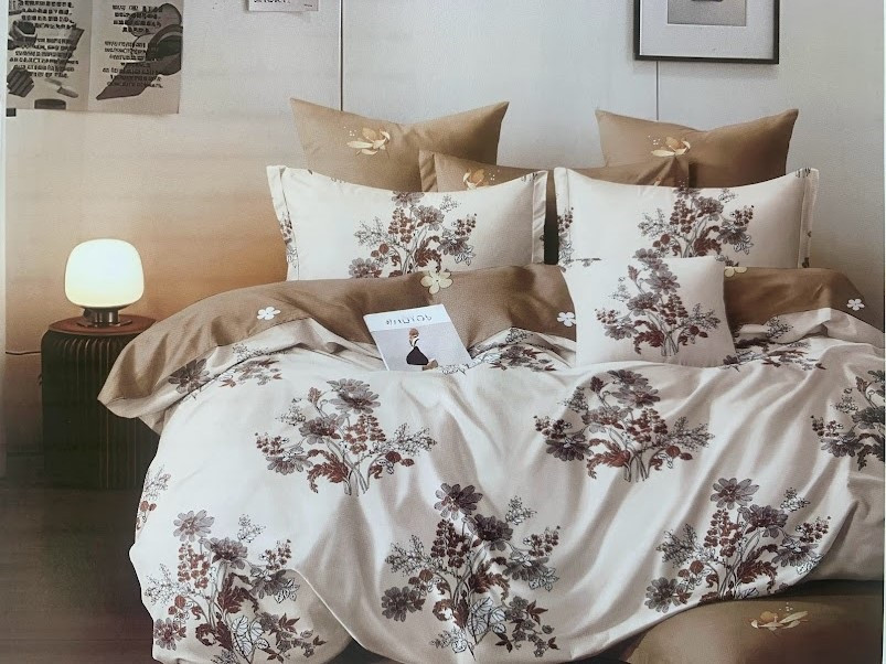 Постільна білизна полісатин євро ELWAY EW108 Польові квіти, фото 1