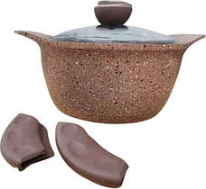 Каструля зі скляною кришкою O.M.S. Collection 3120 з гранітним покриттям 20 см 2,8 л Коричневий (Туреччина), фото 6