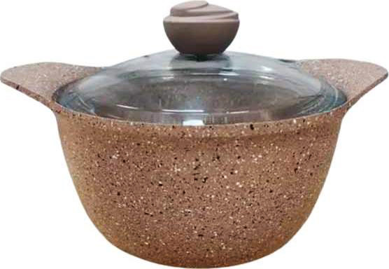 Каструля зі скляною кришкою O.M.S. Collection 3120 з гранітним покриттям 20 см 2,8 л Коричневий (Туреччина)