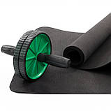 Набір для фітнесу 2в1 килимок-каремат для фітнесу та спорту + колесо-ролик для преса OSPORT Set 12 (n-0043) Зелений, фото 3