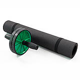 Набір для фітнесу 2в1 килимок-каремат для фітнесу та спорту + колесо-ролик для преса OSPORT Set 12 (n-0043) Зелений, фото 2