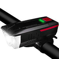 Велофара акумуляторна з сигналом та індикатором заряду
