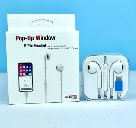 Bluetooth навушники JH-103B Lightning з мікрофоном для IPhone 7/8/X/Xs/Xr/11/12, фото 1