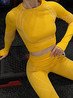 Женский спортивный бесшовный комплект в двух цветах Желтый, L