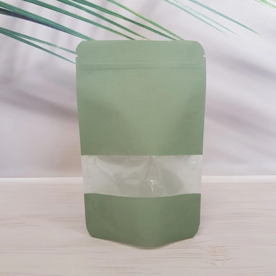 Пакеты дой-пак крафт зеленый zip замок с прозрачным окном 180х280 мм для чая сухофруктов хвоя (От 100шт.) - фото 4 - id-p1945697840