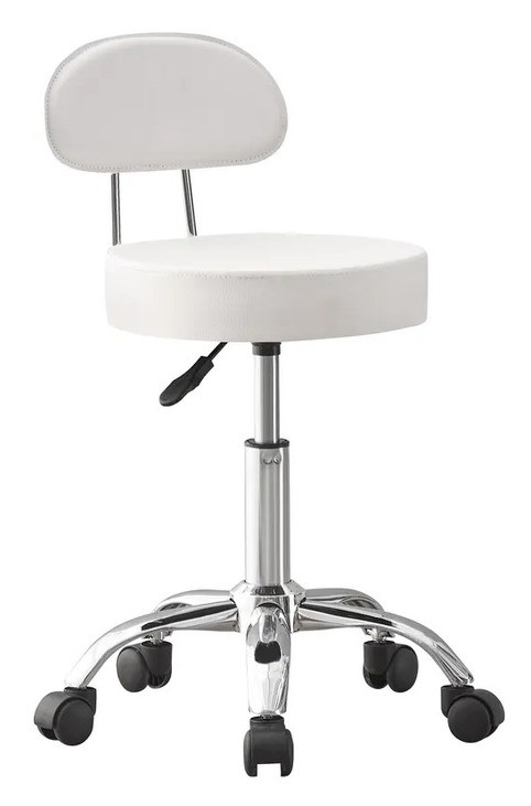 Крісло табурет на колесах зі спинкою кругле Luna B-801 біле