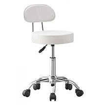 Крісло табурет на колесах зі спинкою кругле Luna B-801 біле, фото 4