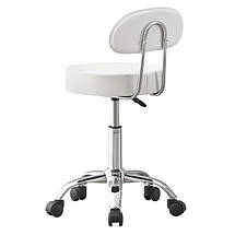 Крісло табурет на колесах зі спинкою кругле Luna B-801 біле, фото 5