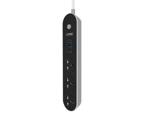 Сетевой фильтр-удлинитель LDNIO с защитой 3 розетки 220V 3xUSB 3.1A 1.6 м Black/White (SC3301) - фото 5 - id-p1945707697