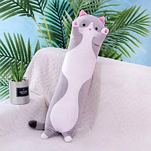 М'яка іграшка подушка-обіймашка "Кіт-батон" 90 см/Сірий