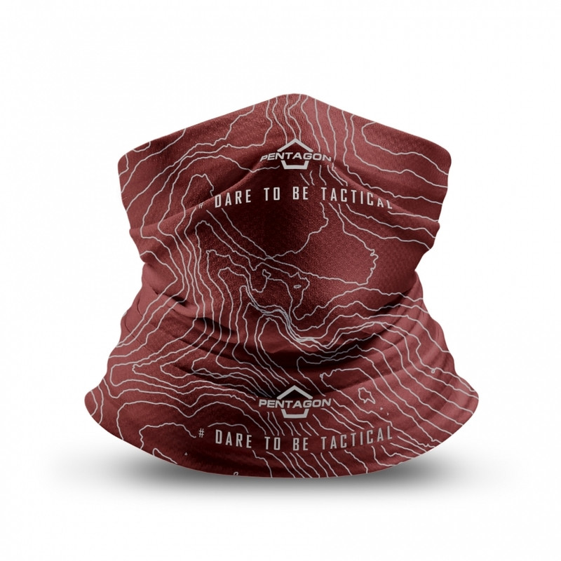 Багатофункціональний шарф баф Pentagon Skiron Neck Gaiter Topographic Map K14013-TM Червоний