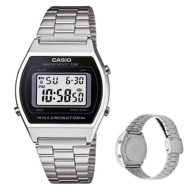 Наручний годинник чоловічий Casio оригінал з підсвічуванням водостійкі Годинники Касіо сталеві сріблясті retro collection