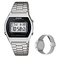 Наручные часы мужские Casio оригинал с подсветкой водостойкие Часы Касио стальные серебристые retro collection