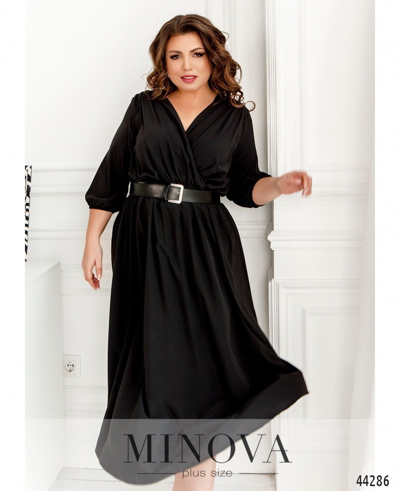 Чорне вечірнє плаття зі стрейч-шифону з вирізом на спині, великих розмірів від 50 до 58