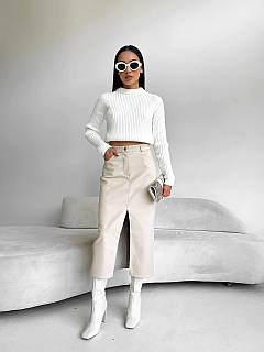 Шкіряна спідниця олівець міді з розрізом (р. 42-46) 411629, ціна