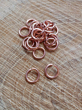 Мідні з'єднувальні кільця з дроту 2.0 мм, кільце 8 мм