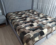 Ковдра з овечої вовни 149×199 см – полуторна, тепла, натуральна, з візерунком «лоскуток»