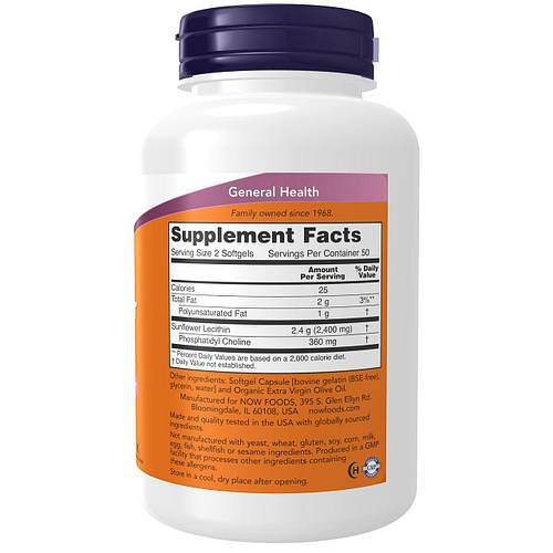 Now Foods sunflower lecithin подсолнечный лецитин, лецитин ...